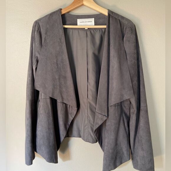 Cupcakes and cashmere faux suede gray jacket M - Picture 1 of 8